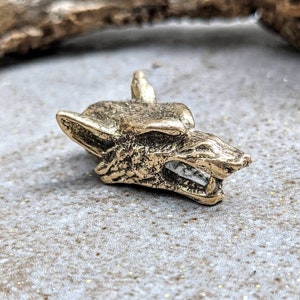 Wolf Head Pendant Brass Wolverine Handmade Miniature