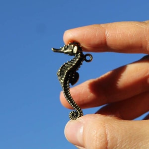 Seahorse Brass Trinket Miniature Pendant Keychain Figureine