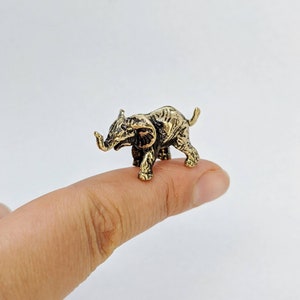 Baby Elephant Statuette Figurine Brass Decorative Miniature Collectible Handmade Safari Gift African Animal Tiny Ornament Sculpture