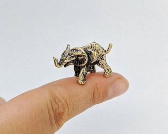 Handmade Brass Baby Elephant Figurine: Miniature Safari Decor