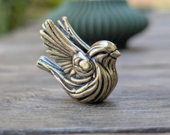 Brass Bird Figurine Handmade Small Solid Bird Sculpture Miniature