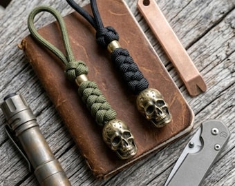 EDC Paracord Brass Skull Bead 3 Color Keychain Lanyard Accessories 1 PCS