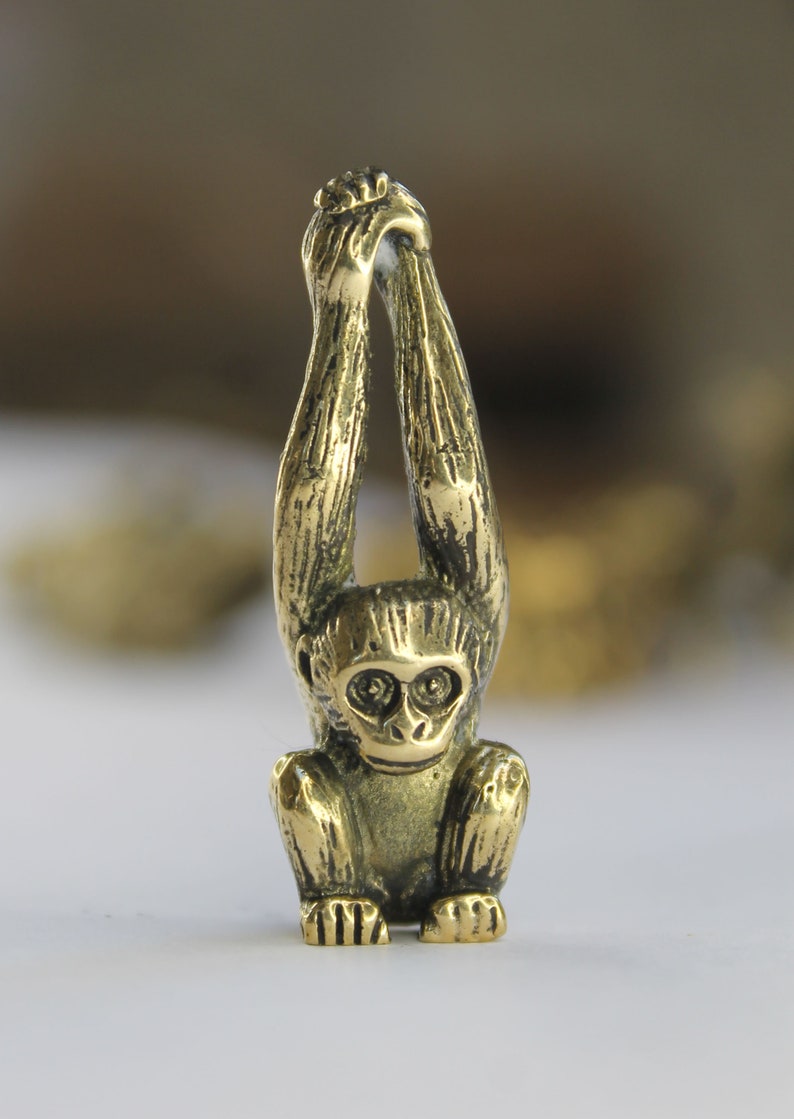 Brass Monkey Figurine Collectible Charm Keychain Trinket Etsy