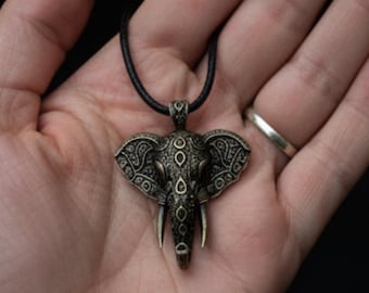 Brass Elephant Pendant Necklace  Celtic Inspired Elephant Jewelry