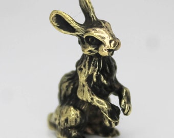 Jack-Rabbit Collectible Brass Figurine Small Decoration Miniature 