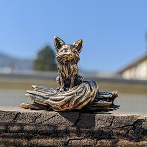 Fox Figurine Small Sculpture Miniature Fox sitting on a Log