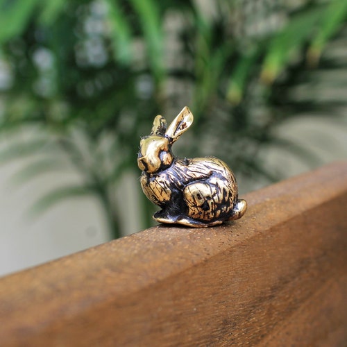Lapin en laiton petit animal Sculpture Figurine de collection faite main lapin miniature