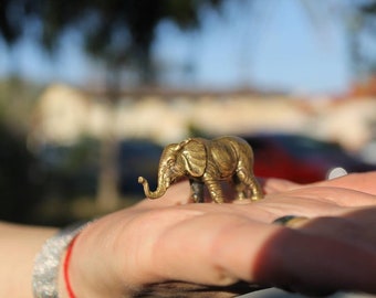 Brass Elephant Collectible Feng  Shui Miniature Art Handmade Figurine