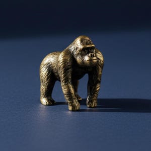 Handmade Brass Gorilla Figurine: Small Silverback Monkey Ornament Bild 4
