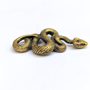 Brass Snake Figurine Handmade Art Fang Shui Collectible Miniature