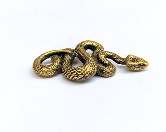 Brass Snake Figurine Handmade Art Fang Shui Collectible Miniature