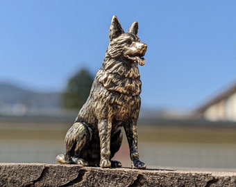 German Shepherd Figurine Handmade Brass Dog Miniature Statue