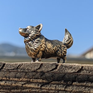 Corgi Dog Miniature Small Handmade Brass Figurine Animal