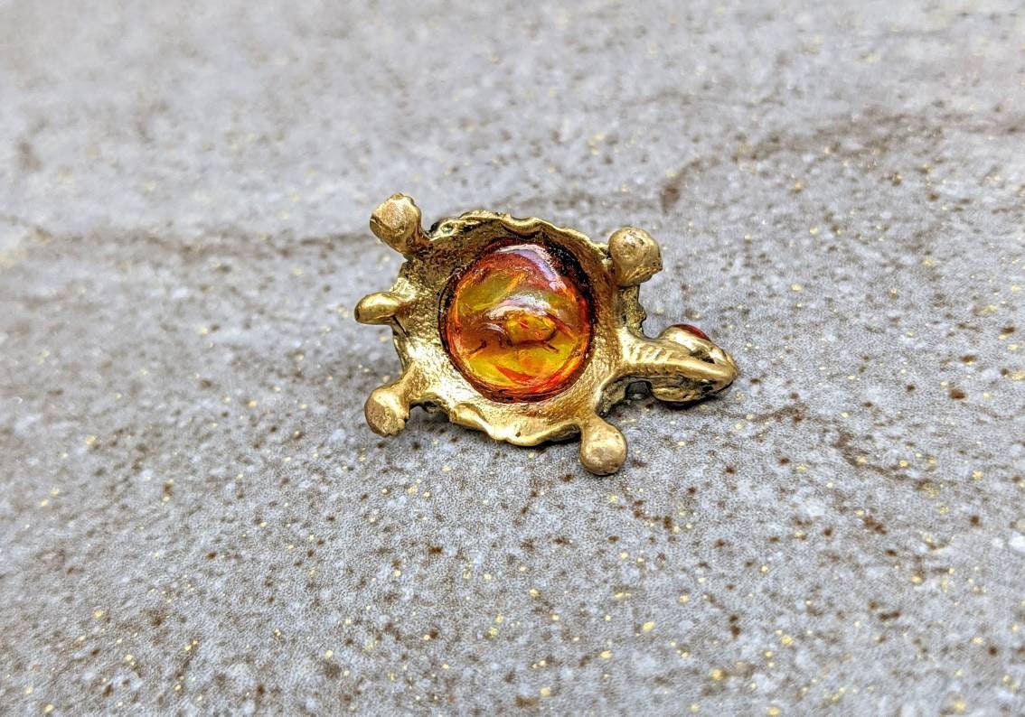 Turtle Brass Figurine With Epoxy Resin Bead Collectible | Etsy
