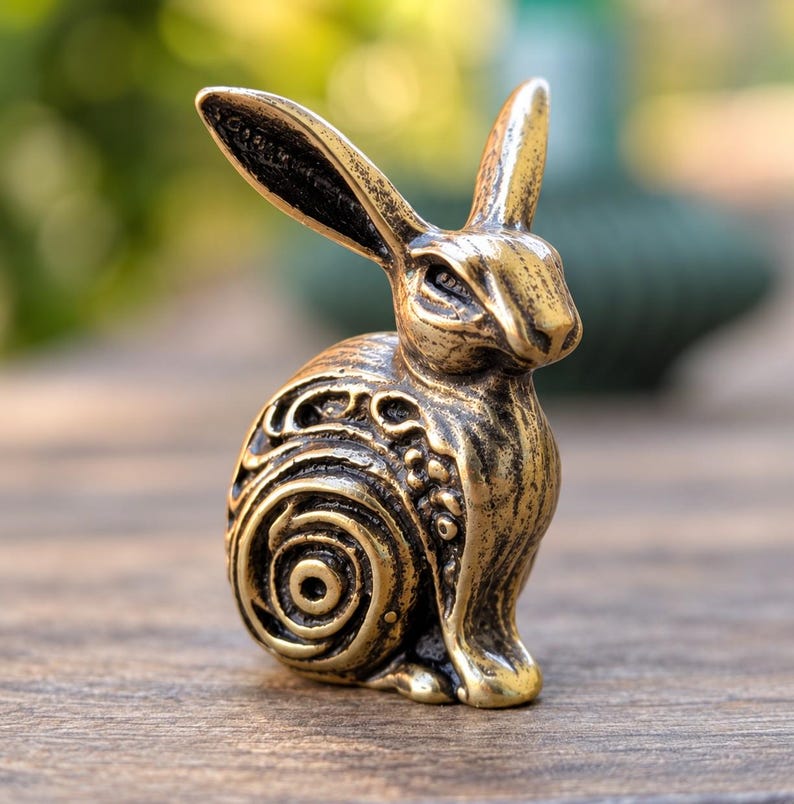 Rabbit Figurine Totem Ornamental Animal Miniature Collectible Sculpture image 1