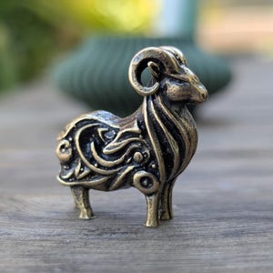 Ram Figurine Curled Horns Goat Miniature Ornament Sculpture