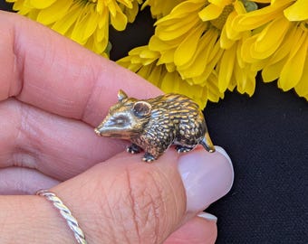 Opossum Figurine Miniature Wildlife Decor Trash Panda Friend Solid Brass  Animal Lover Gift