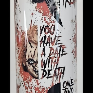 20oz Skinny Horror Movie Mashup Blood Splatter Tumbler