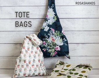 Fabric Tote Bag, Shoulder Bag, Handmade in USA