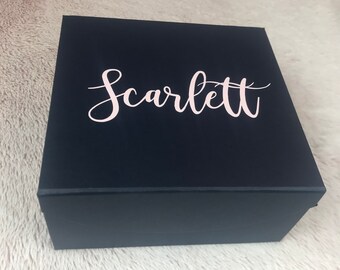 personalized bridesmaid proposal gift box / bridesmaid thank you gift / small navy gift box