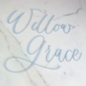 18&quot; acrylic nursery baby name sign - single layer colored script font baby name - laser cut acrylic baby name sign