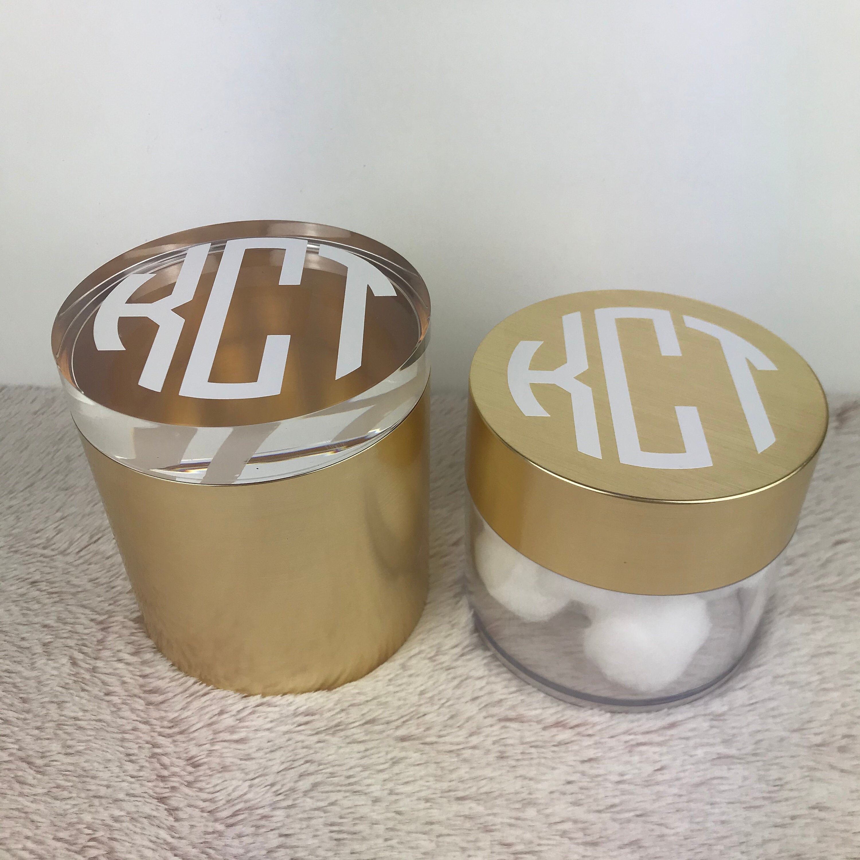 Gold Metallic and Acrylic Bathroom Canister Set Etsy UK
