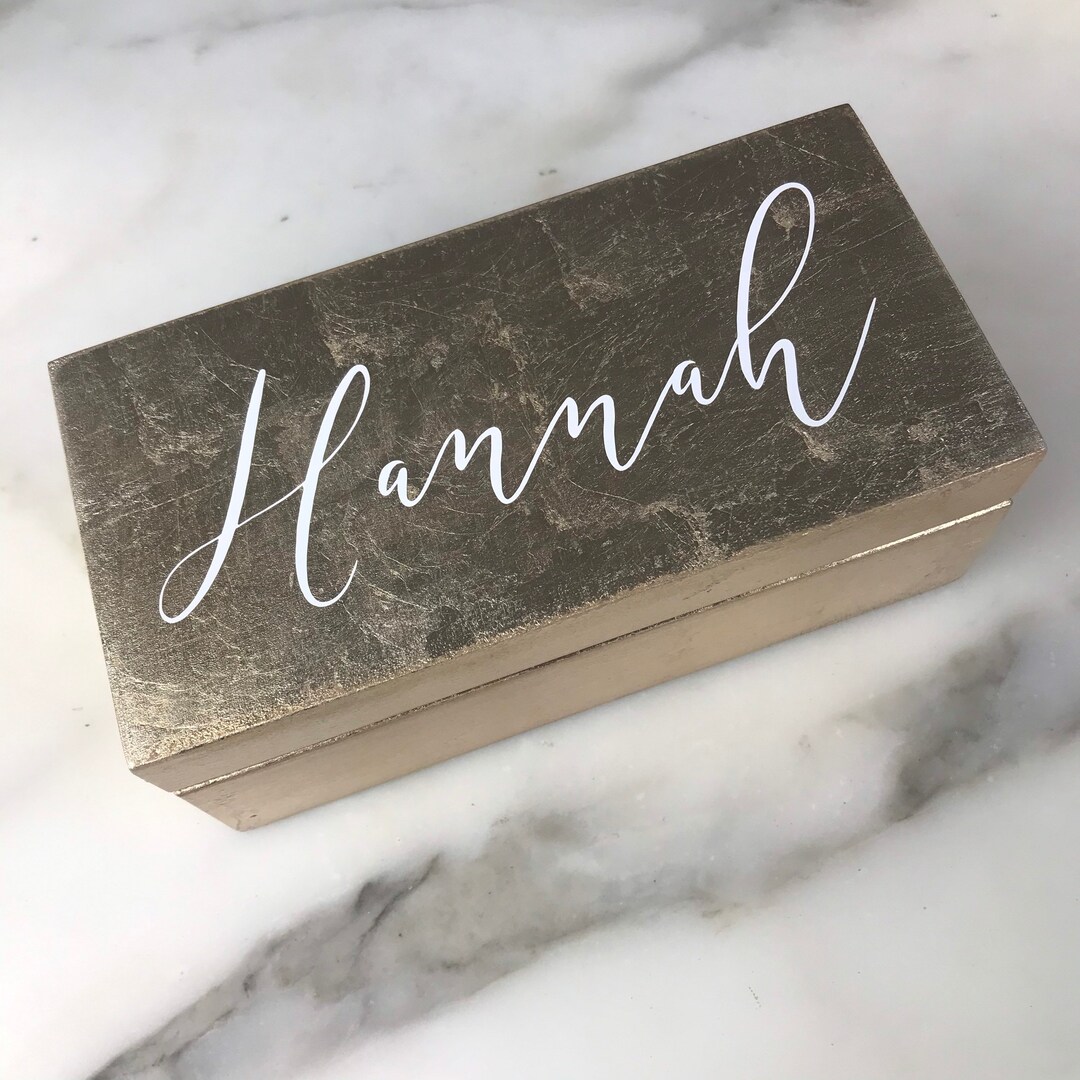 Gold Lacquer Monogram Rectangular Jewelry Box / Makeup Desk Box ...