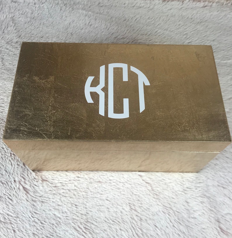 Gold Lacquer Monogram Rectangular Jewelry Box / Makeup Desk - Etsy