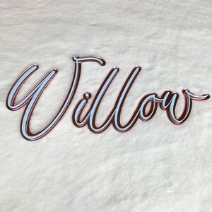 18&quot; acrylic nursery baby name sign - double layer colored script font baby name - laser cut acrylic baby name sign