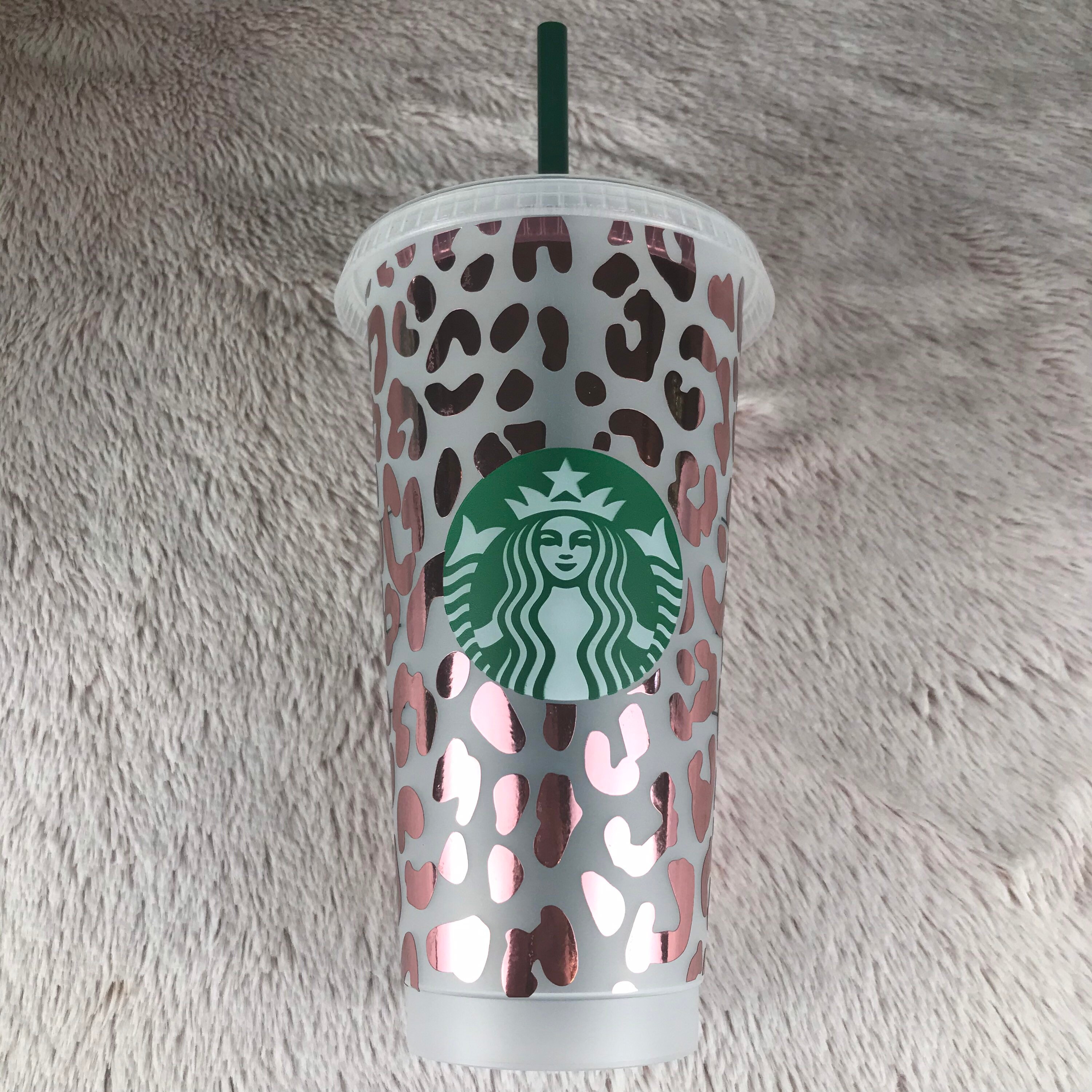 Boss Babe leopard rose gold metallic Starbucks cup reusable cup – 417  Designs LLC