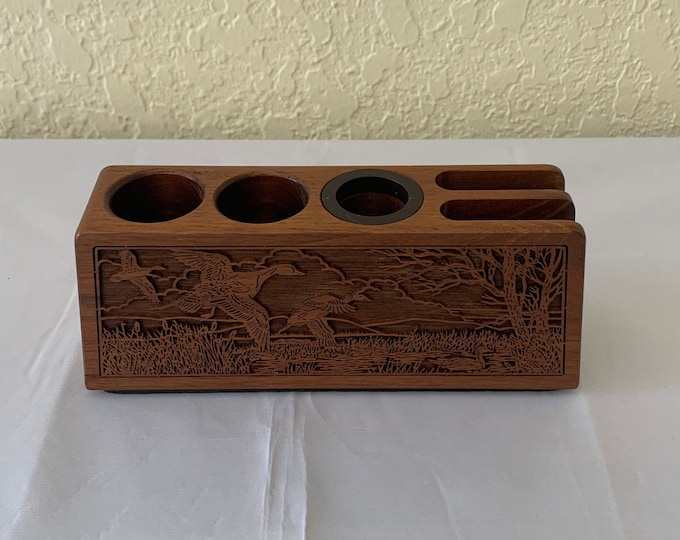 Lasercraft Laser Engraved Walnut Desktop Pen/pencil and Notepad Holder ...