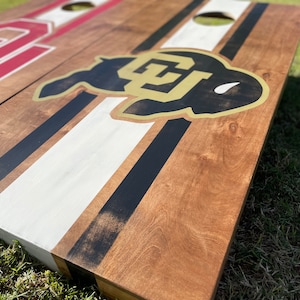 Custom cornhole boards, personalized, hand painted, stained, college, football, distressed