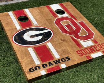 Custom College Cornhole Board Set, Hand-Painted, Distressed