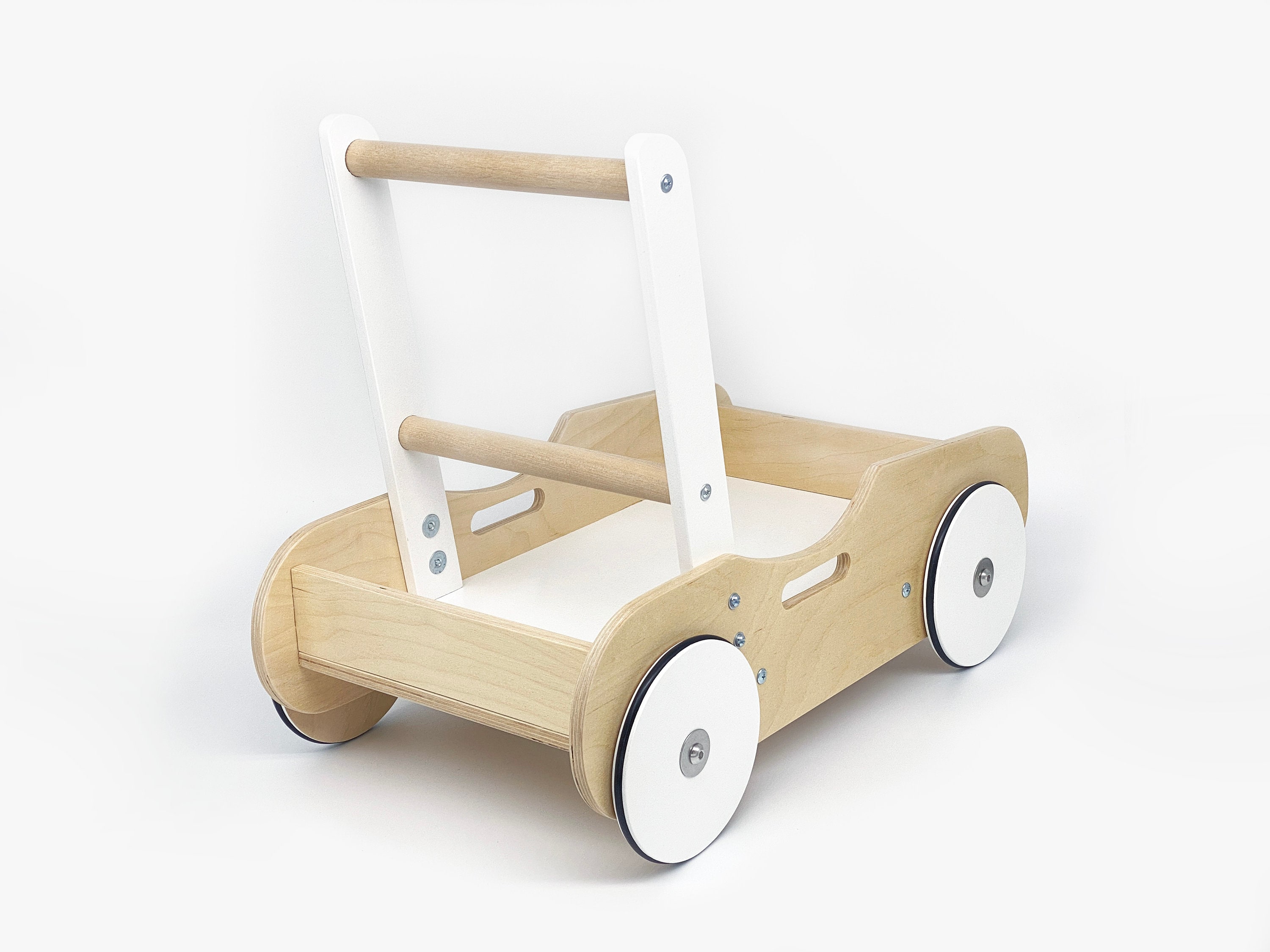 Schiebewagen aus Holz, Montessori-Spielzeug für ein einjähriges Kinder