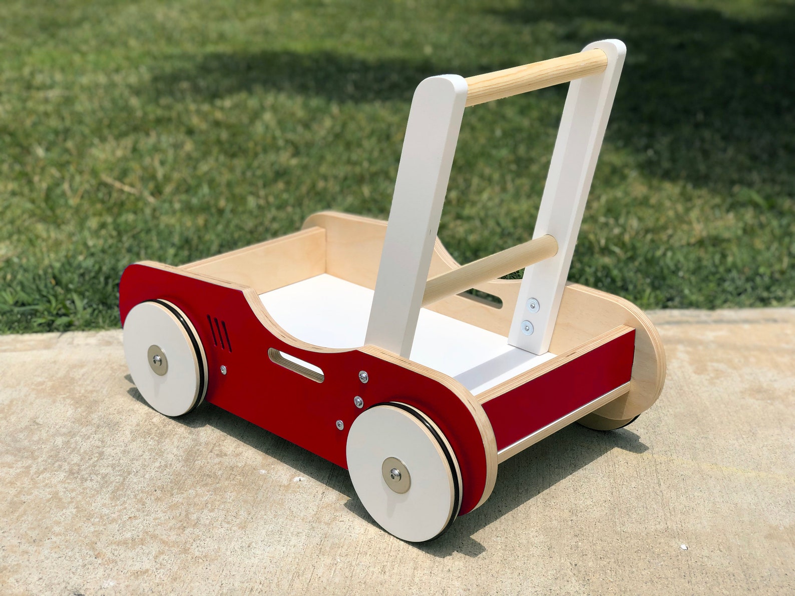 Baby Walker & Wagon in Hot Rod Red Handcrafted Wood Toy Etsy