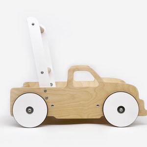 木製トラックウォーカー＆ワゴンプッシュカート 赤ちゃん/幼児用 - トラックデザインの手作りモンテッソーリおもちゃ、男の子/女の子の1歳の誕生日ギフト