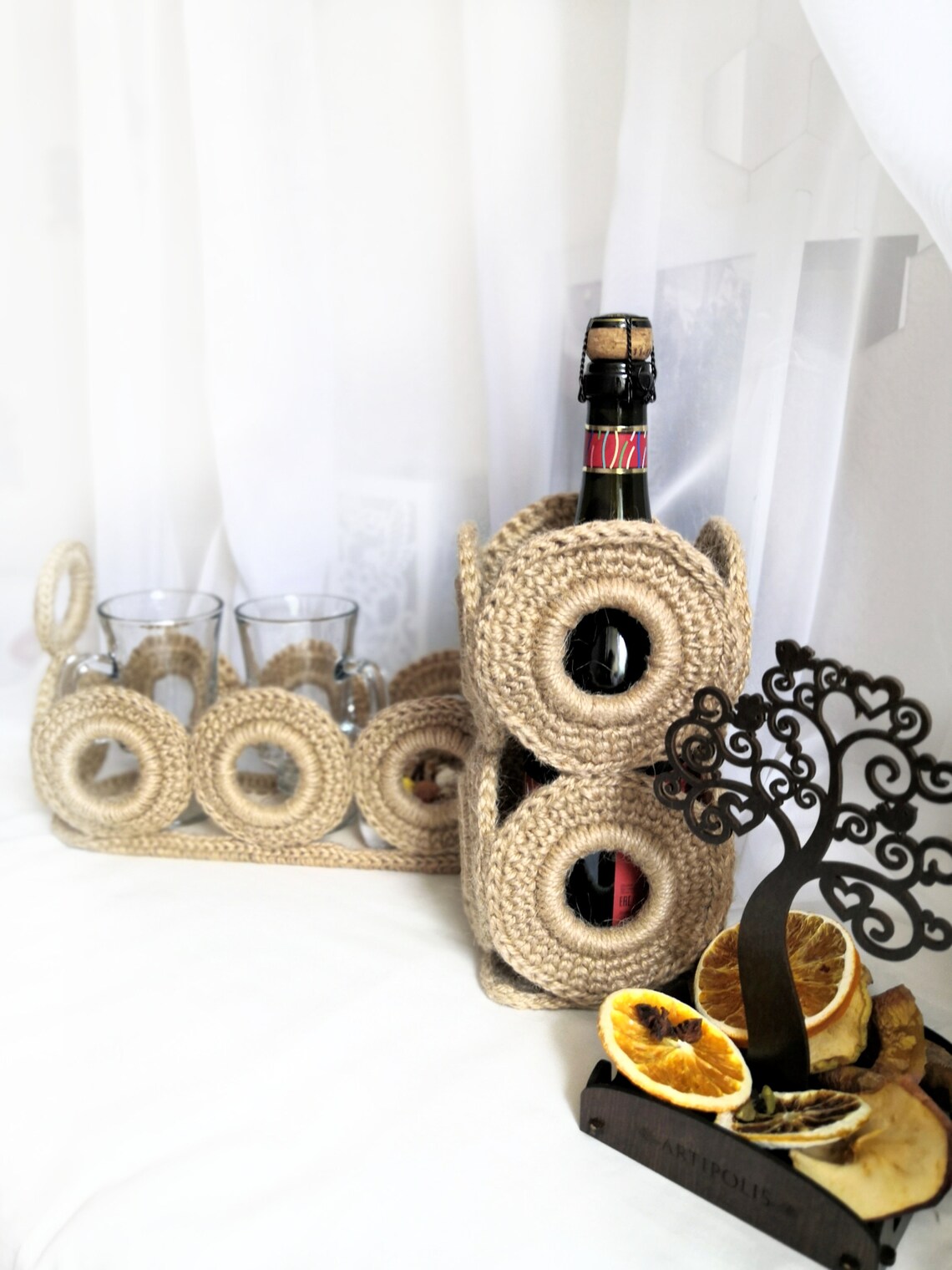 PATTERN Crochet wine basket. ECO decor farm house Gift Etsy