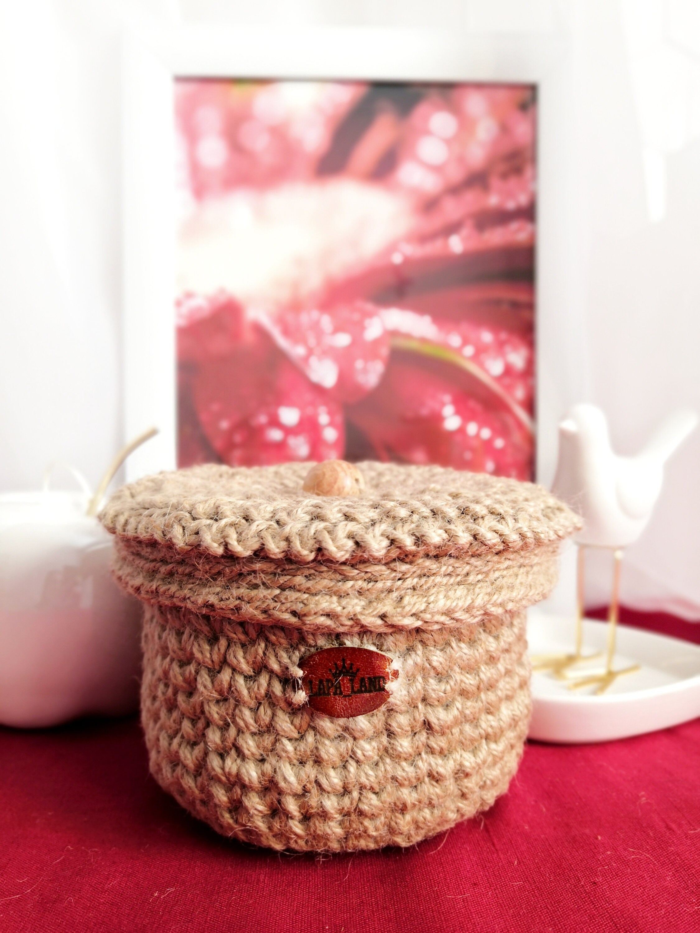 PATTERN Crochet small jute basket with lid. ECO decor farm Etsy