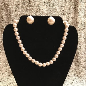 Vintage Pearl Necklace and Earrings, Faux Pearls, JAPAN, Jewelry Set, Choker Necklace, Bridal