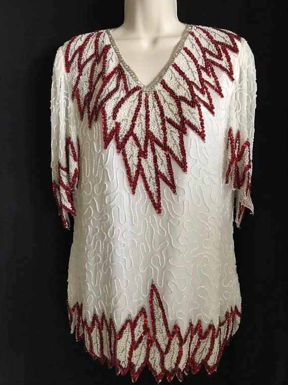 Vintage Beaded Sequin Top, Native American Style, 