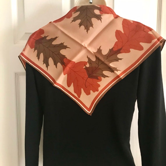Vera Scarf, Autumn Leaves, Browns and Orange, Squ… - image 1