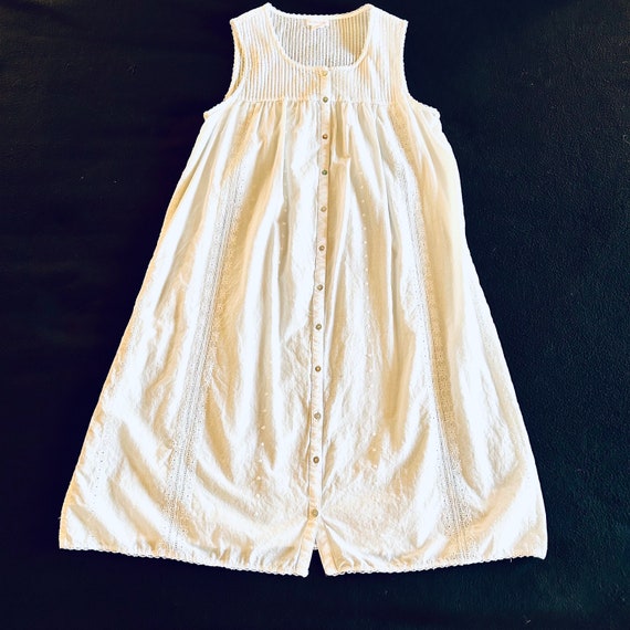 White Cotton Nightie, Vintage Sweet Sleeveless Li… - image 5