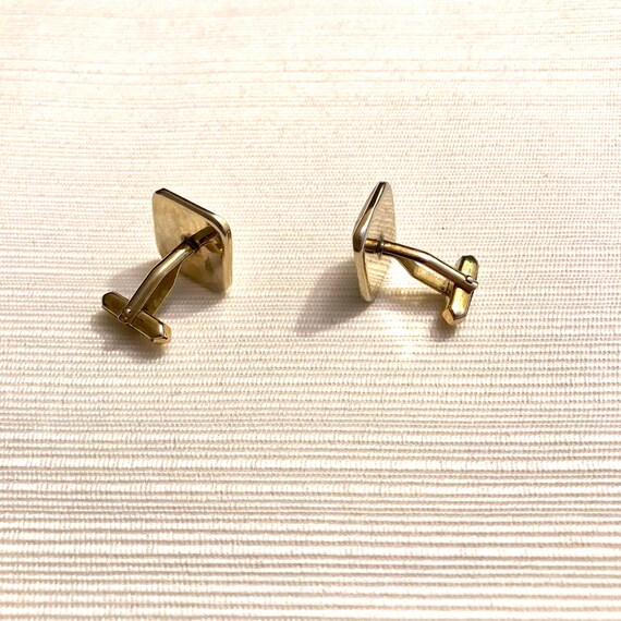 Midcentury Square Cuff Links, Mother of Pearl, Go… - image 5