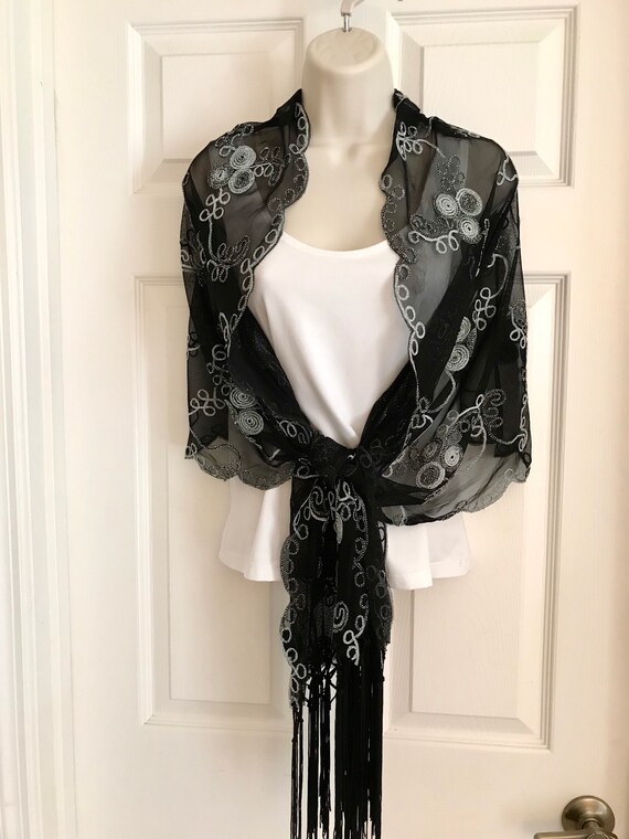 sheer black shawls wraps
