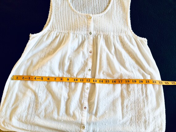 White Cotton Nightie, Vintage Sweet Sleeveless Li… - image 8