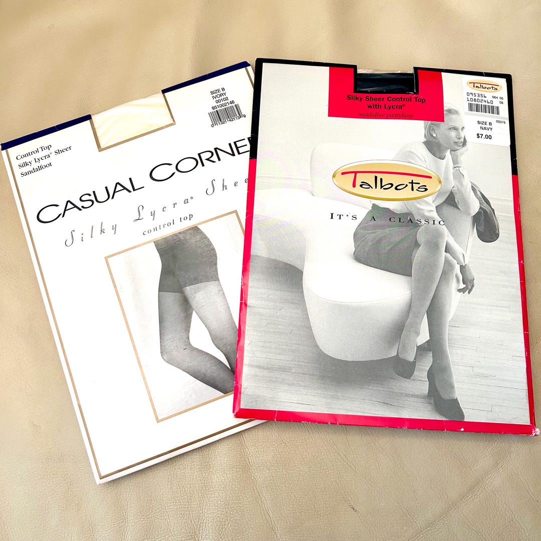 Vintage Pantyhose Tights, Talbots Navy or Casual Corner Ivory, Size B ...