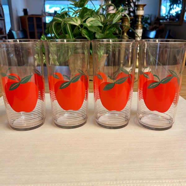 Vintage Acrylic Apple Tumblers, 1985 Thermo-Serv, Edgar Watkins,  Shatterproof, Picnicware, Set or Four