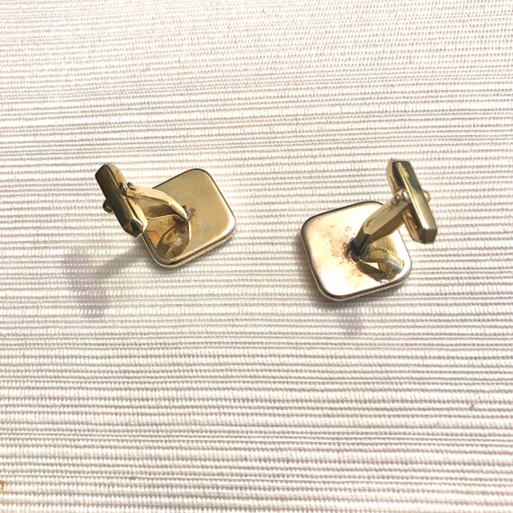 Midcentury Square Cuff Links, Mother of Pearl, Go… - image 7