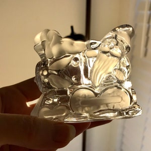 Christmas Votive Holder, Gorham Lead Crystal Votive Holder, Holiday Traditions Santa Train, Made In Germany.