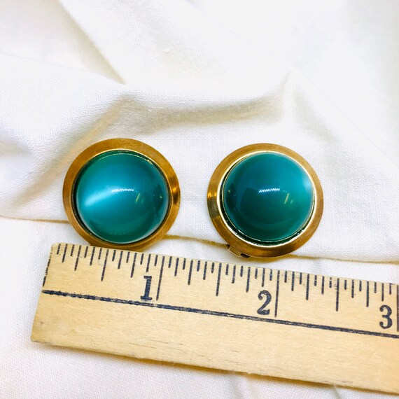 Vintage Green Moonglow Earrings, Copper and Green… - image 3